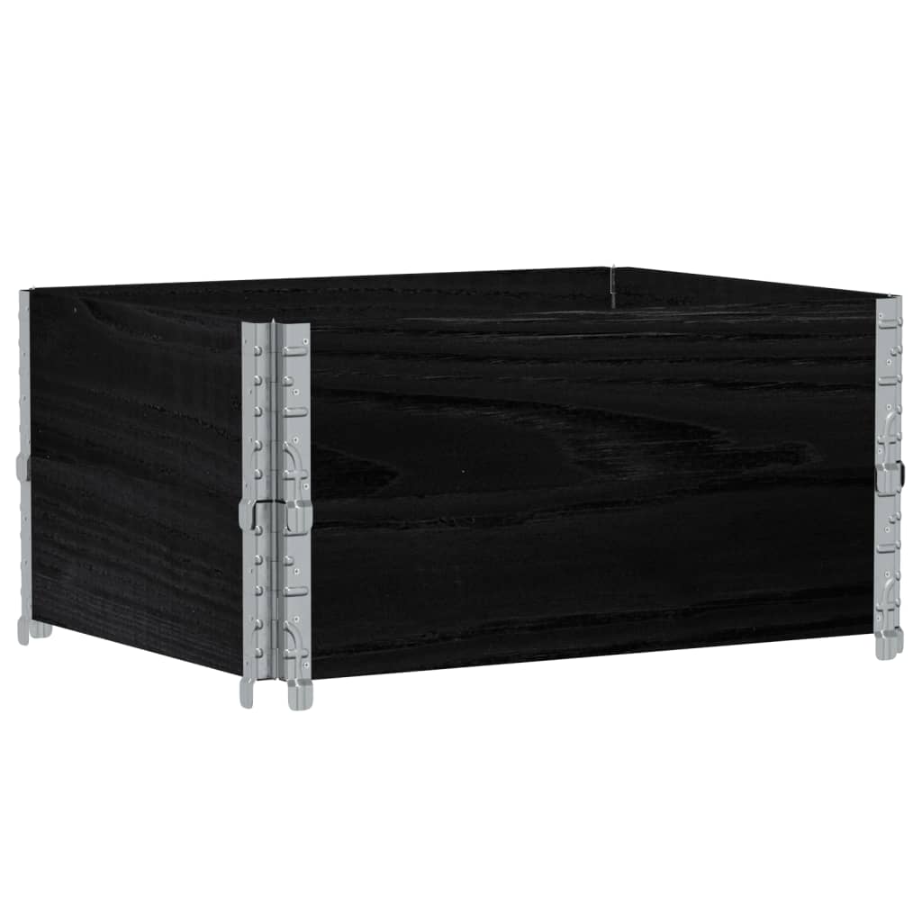 Paletten-Aufsatzrahmen Schwarz 80x60 cm Massivholz Kiefer