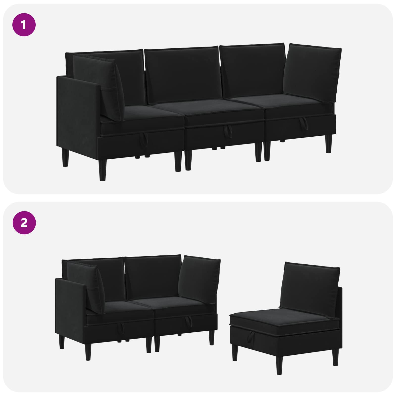 Wohnzimmergarnitur mit Kissen mit Speicher 3 pcs Hellgrau Samt