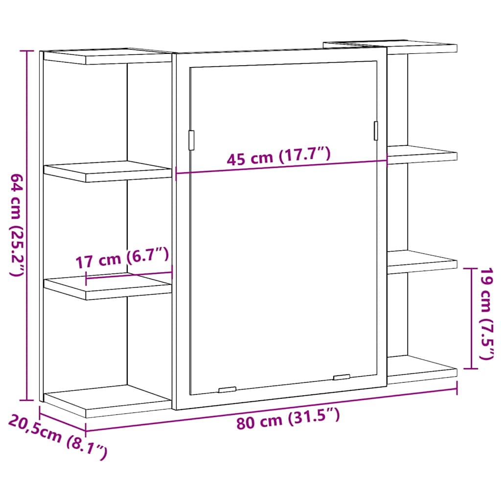 Bad-Spiegelschrank Weiß 80x20,5x64 cm Holzwerkstoff
