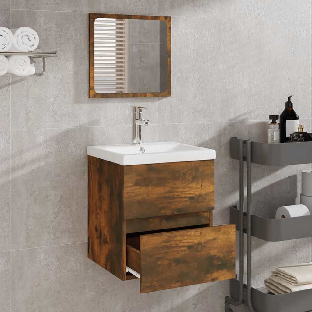 Badschrank mit Spiegel Weiß Holzwerkstoff