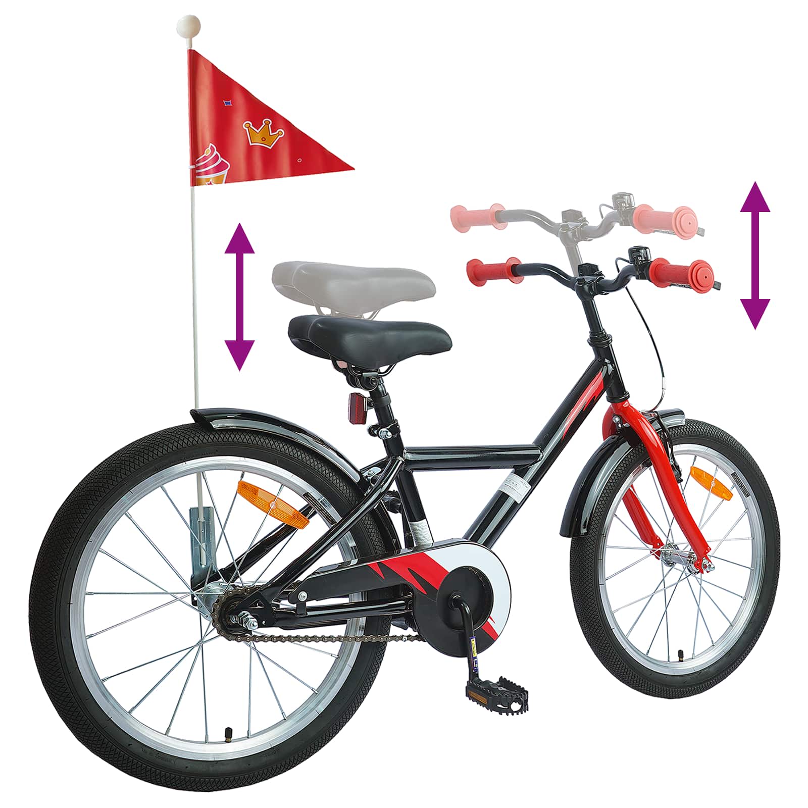 Kinderfahrrad 12 Zoll für 2-4 Jahre alt Schwarz