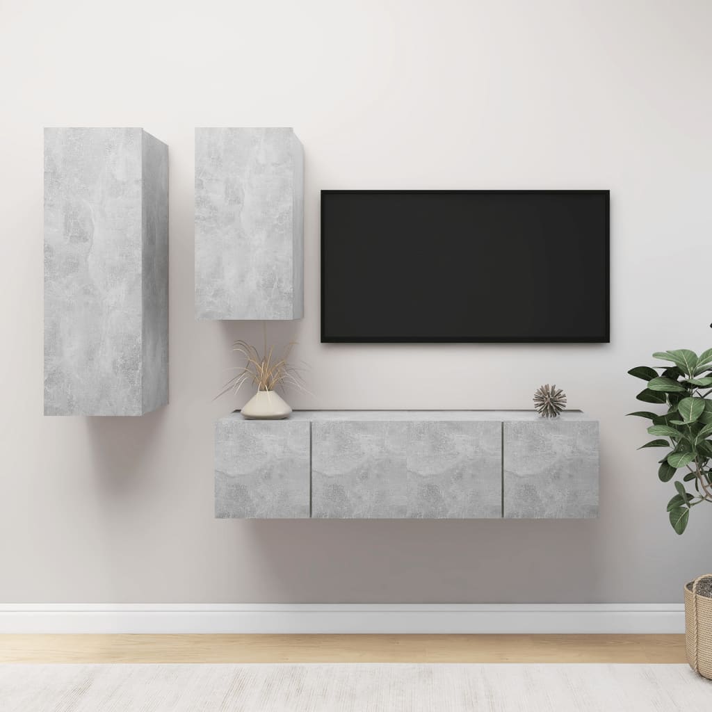 4-tlg. TV-Schrank-Set Weiß Holzwerkstoff