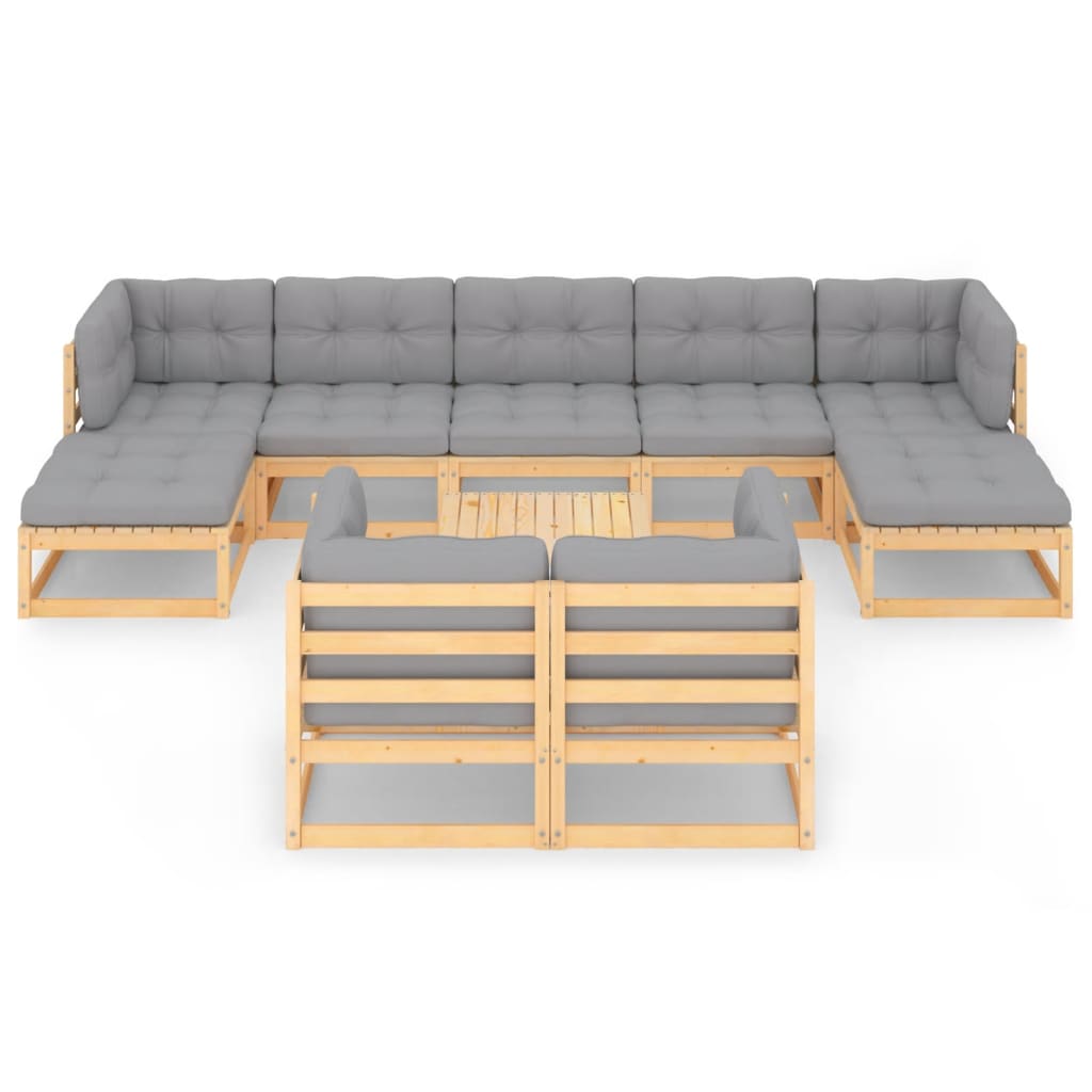 10-tlg. Garten-Lounge-Set Weiß Massivholz Kiefer