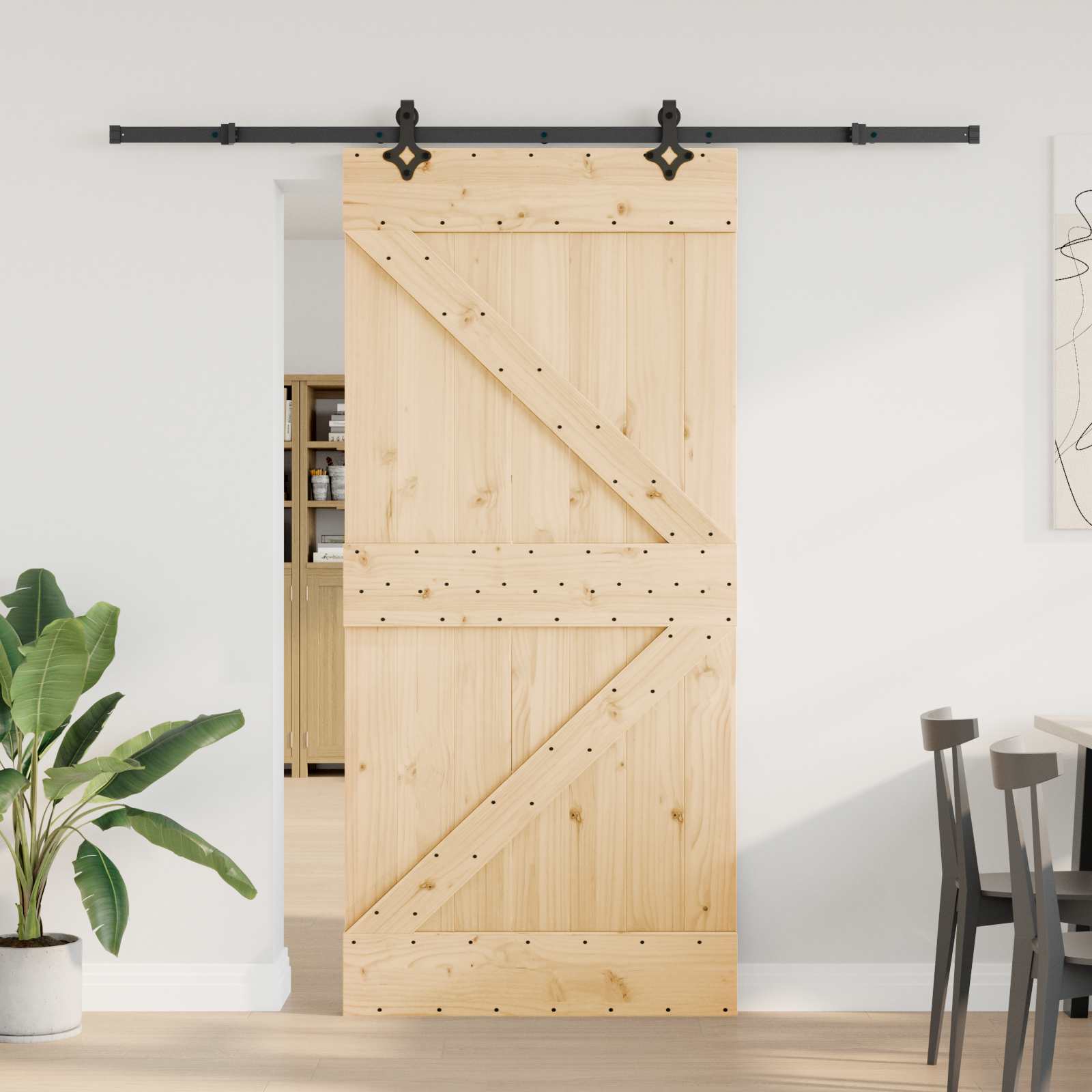 Schiebetür NARVIK Natürlich und Schwarz 70 x 210 cm (152,5 cm)