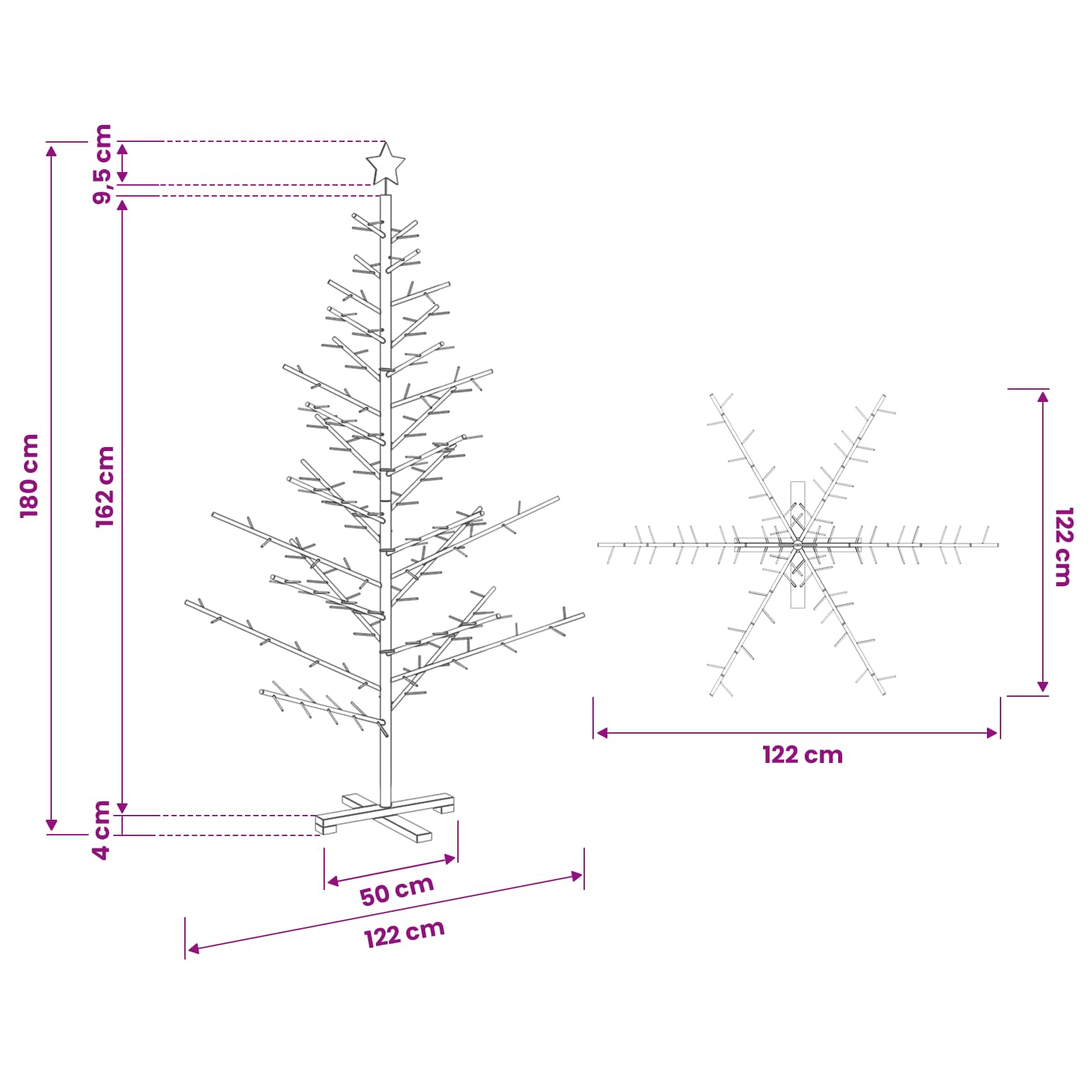 Holz Weihnachtsbaum Natur 150 cm Massives Kiefernholz