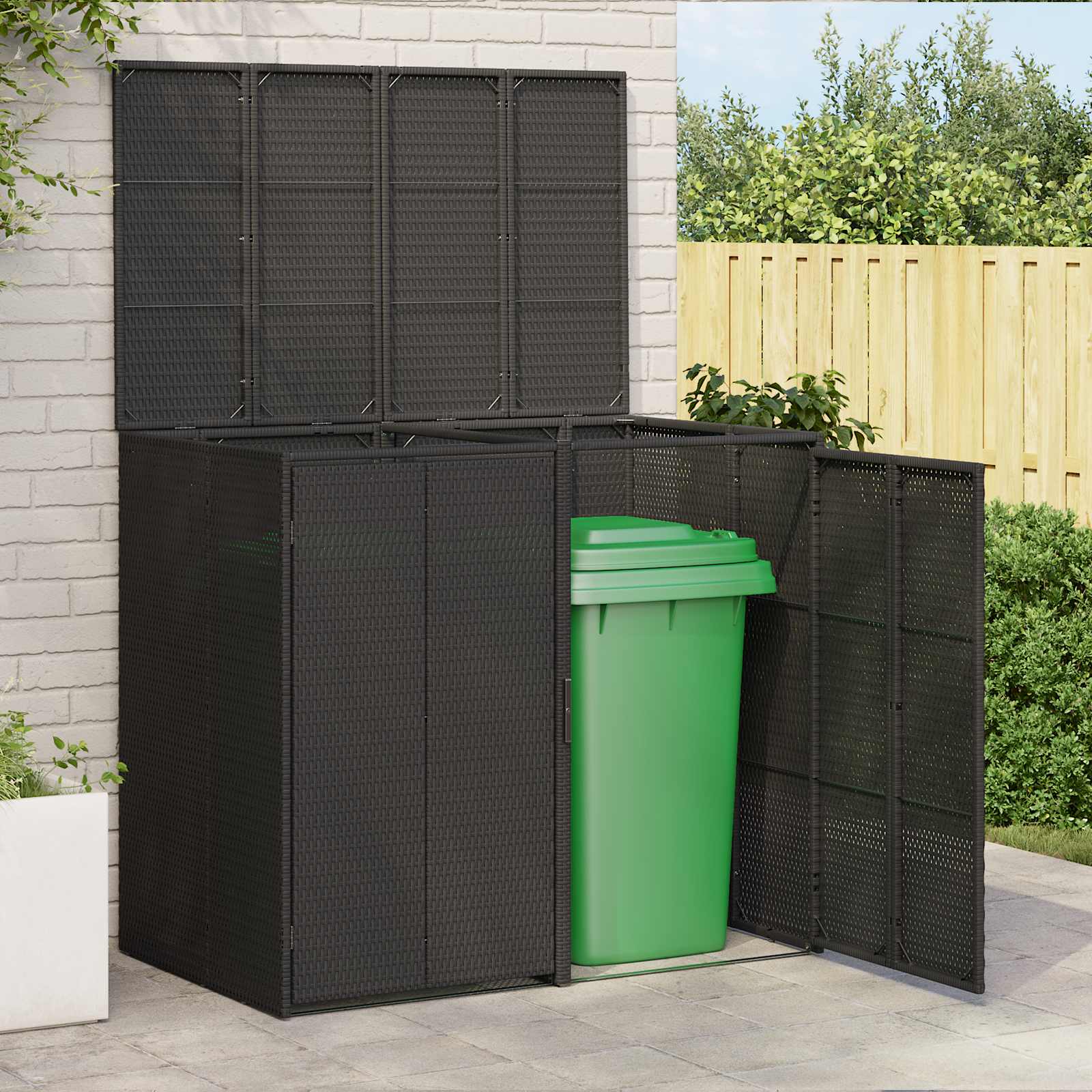 Mülltonnenbox Schwarz 65 x 80 x 115 cm Polyethylen