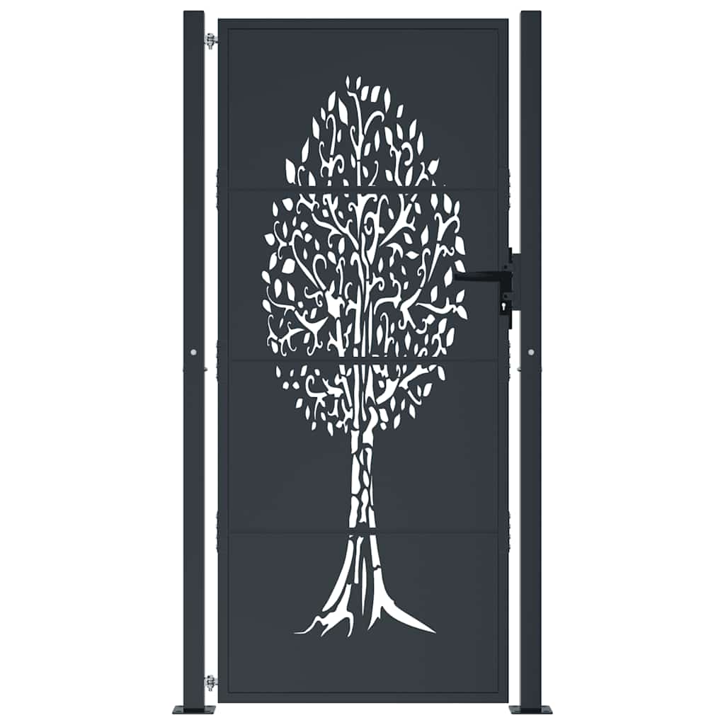 Gartentor Anthrazit 100x75 cm Stahl Baum-Design
