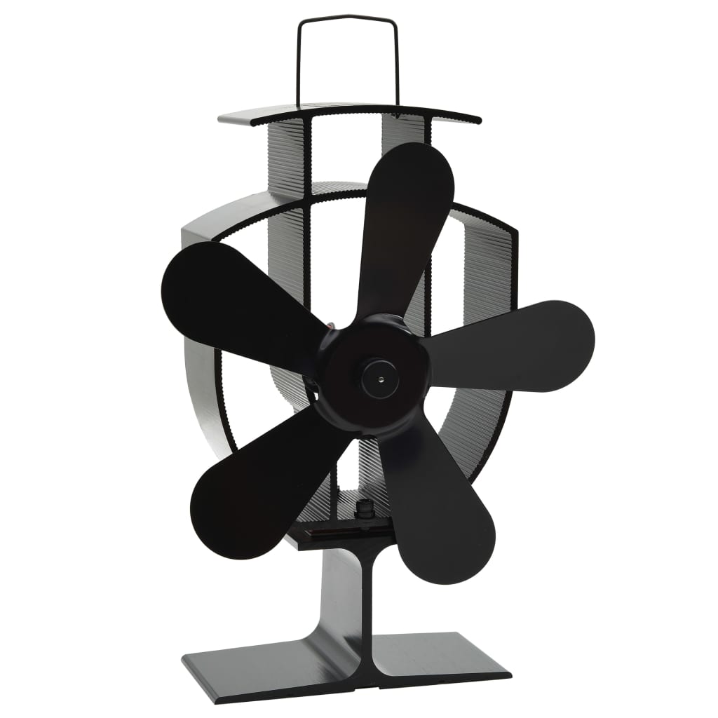 Ofenventilator Wärmebetrieben 2 Blätter Schwarz
