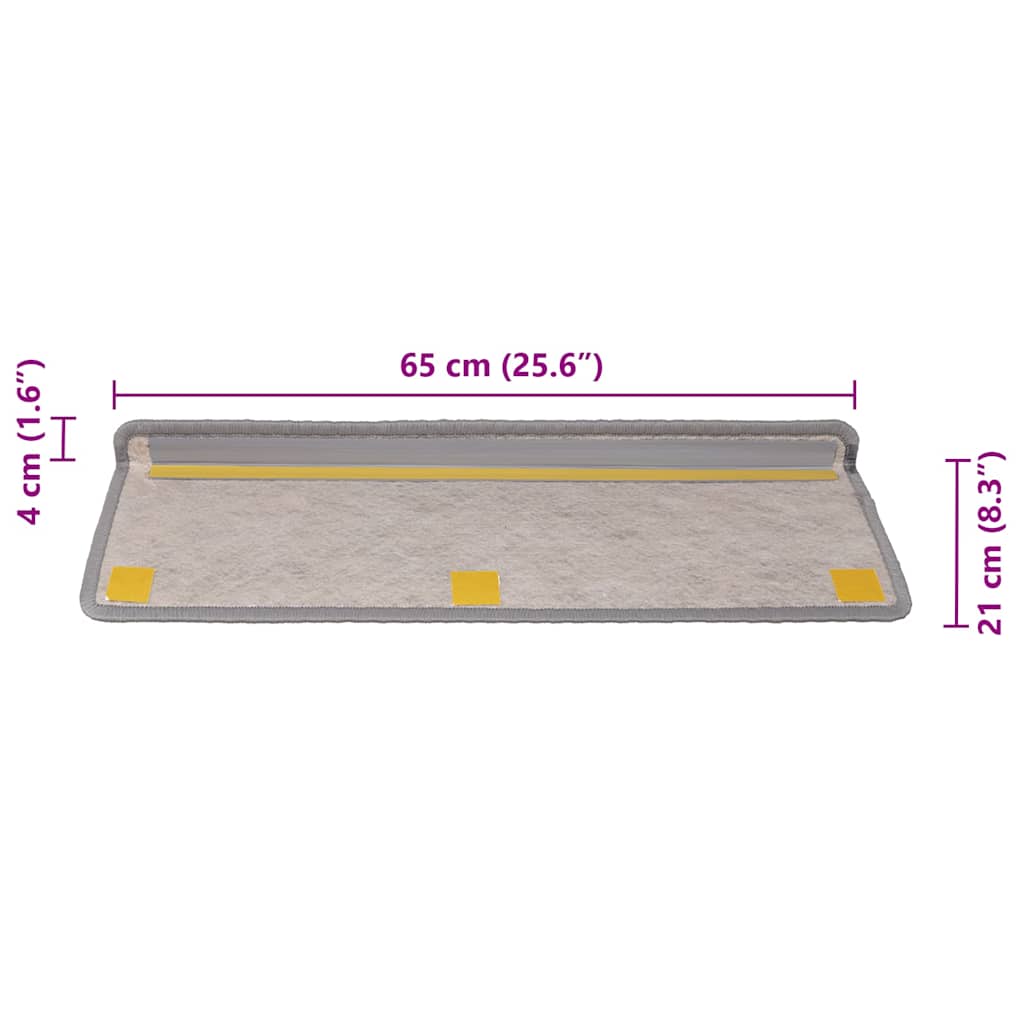 Treppenmatten Selbstklebend Sisal-Look 15 Stk. 65x21x4 Platina