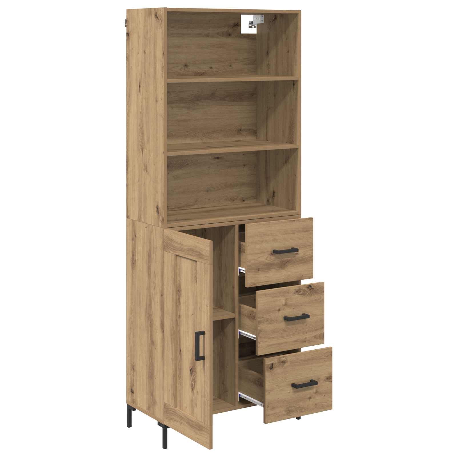 Highboard Hochglanz-Weiß 69,5x34x180 cm Holzwerkstoff