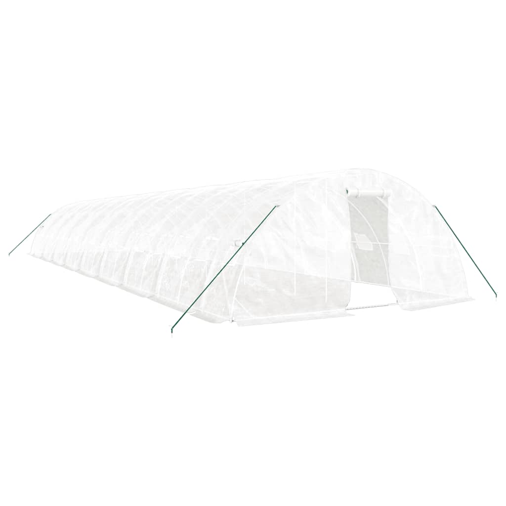 Gewächshaus mit Stahlrahmen Weiß 40 m² 8x5x2,3 m