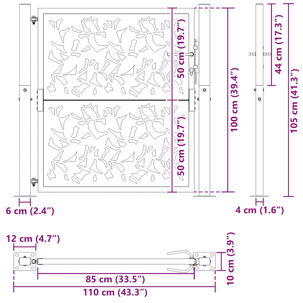 Gartentor Schwarz 100x100 cm Stahl Lichtdesign