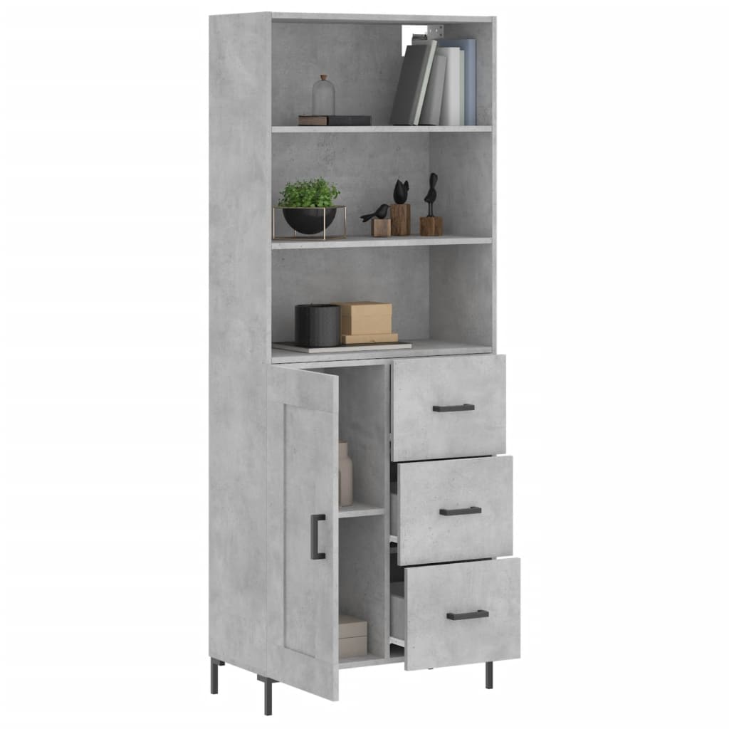 Highboard Hochglanz-Weiß 69,5x34x180 cm Holzwerkstoff