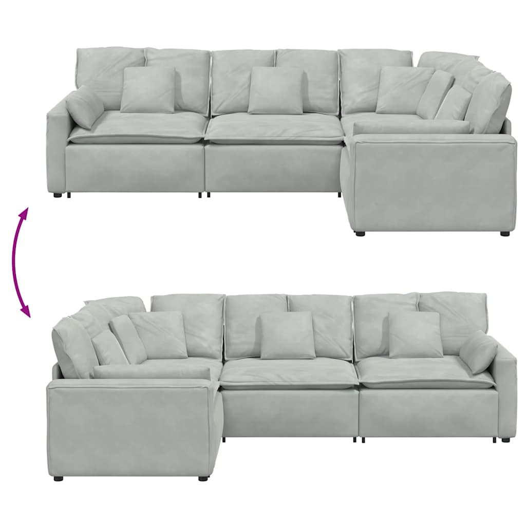 Modulares Sofa mit Kissen Samt Blau