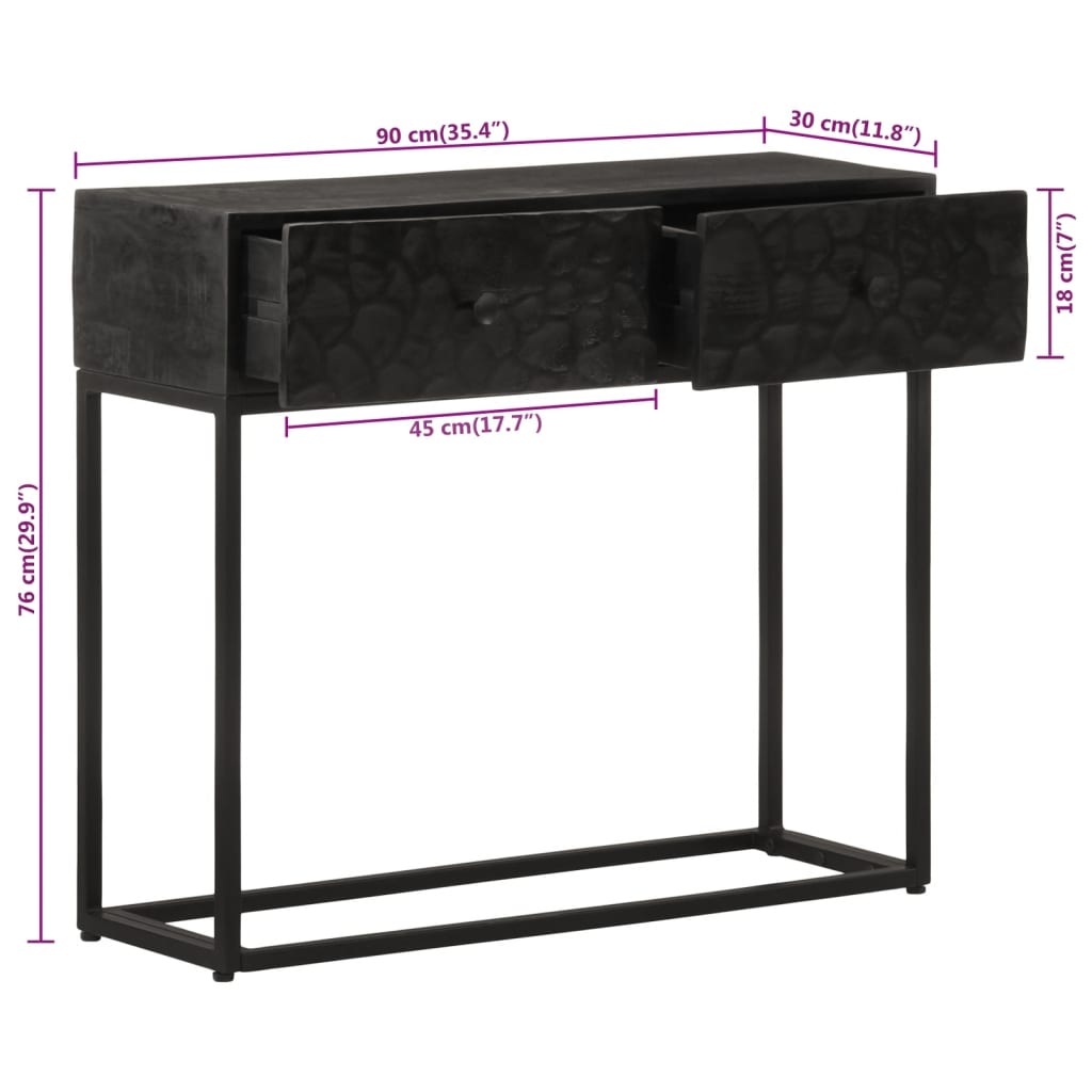 Nachttisch Schwarz 40x30x50 cm Massivholz Mango und Eisen