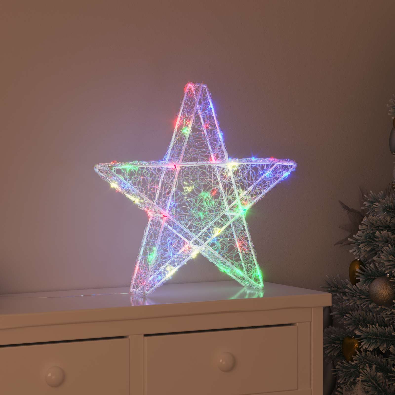 3D Stern mit 50 LEDs Warmweiß 55 x 53.5 x 10 cm Acryl