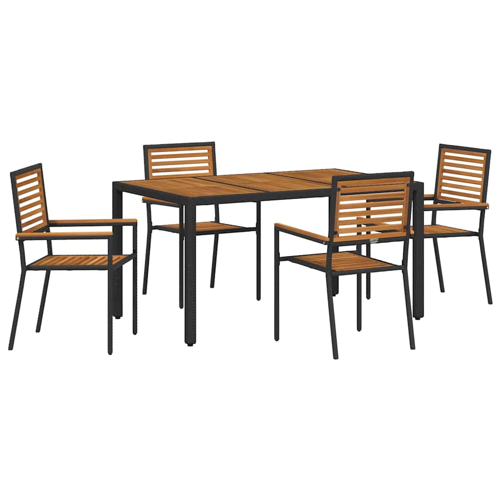 Garten Essgruppe 3 pcs Schwarz und Braun Poly-Rattan
