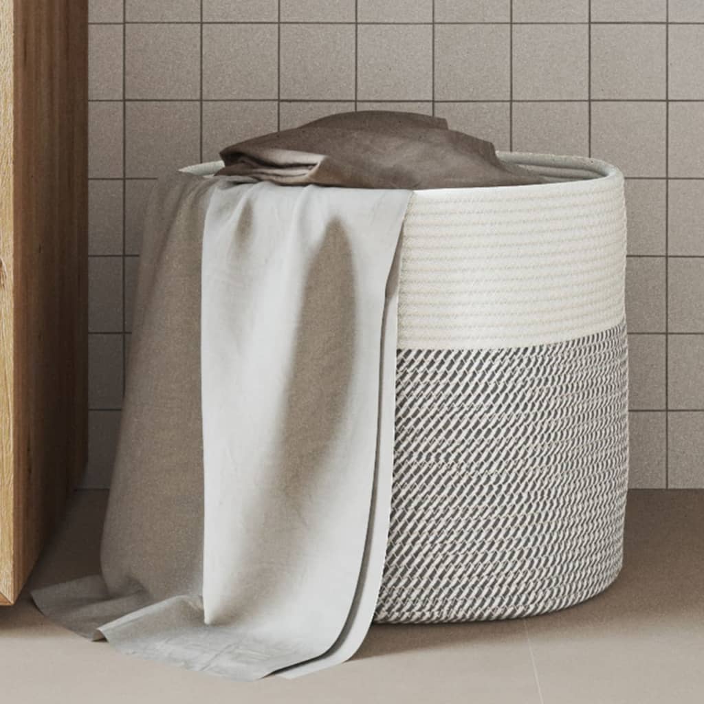 Aufbewahrungskörbe 2 Stk. Grau und Weiß Ø28x28 cm Baumwolle