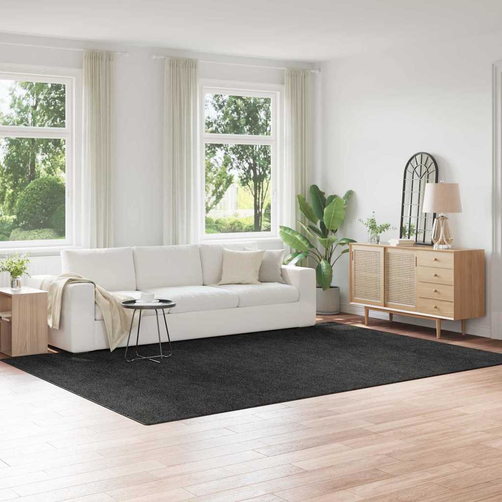 Anti-Rutsch Shaggy Teppich Dunkelgrau 200 x 200 cm PP