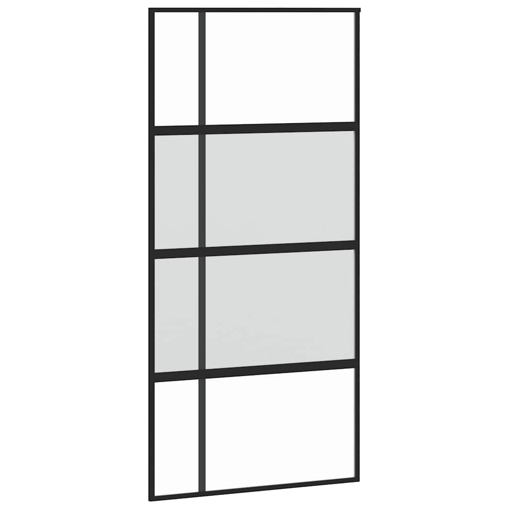 Schiebetür ESG-Glas und Aluminium 76x205 cm Schwarz