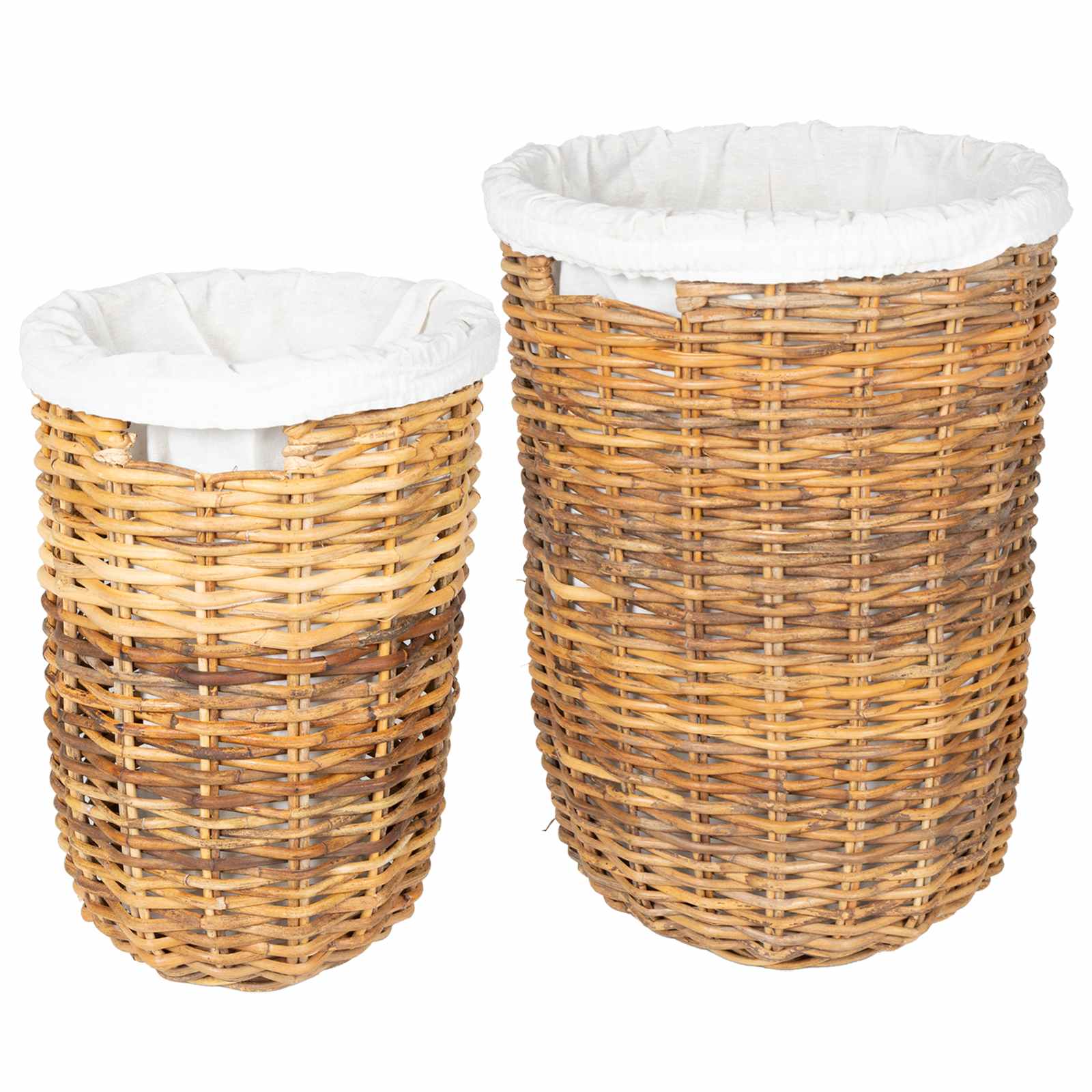 Wäschekorb mit Deckel 2 pcs Natürliches Grau Kubu Rattan
