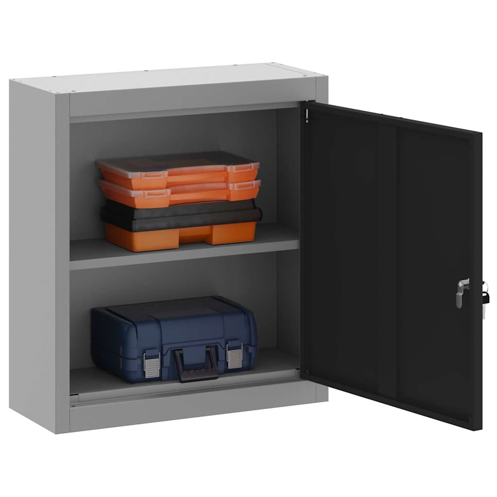 Werkzeugschrank mit Regal Schwarz und Grau 55 x 55 x 55 cm