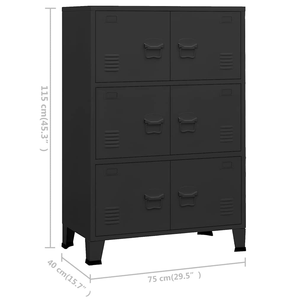 Lagerschrank Industrial Schwarz 75x40x80 cm Stahl