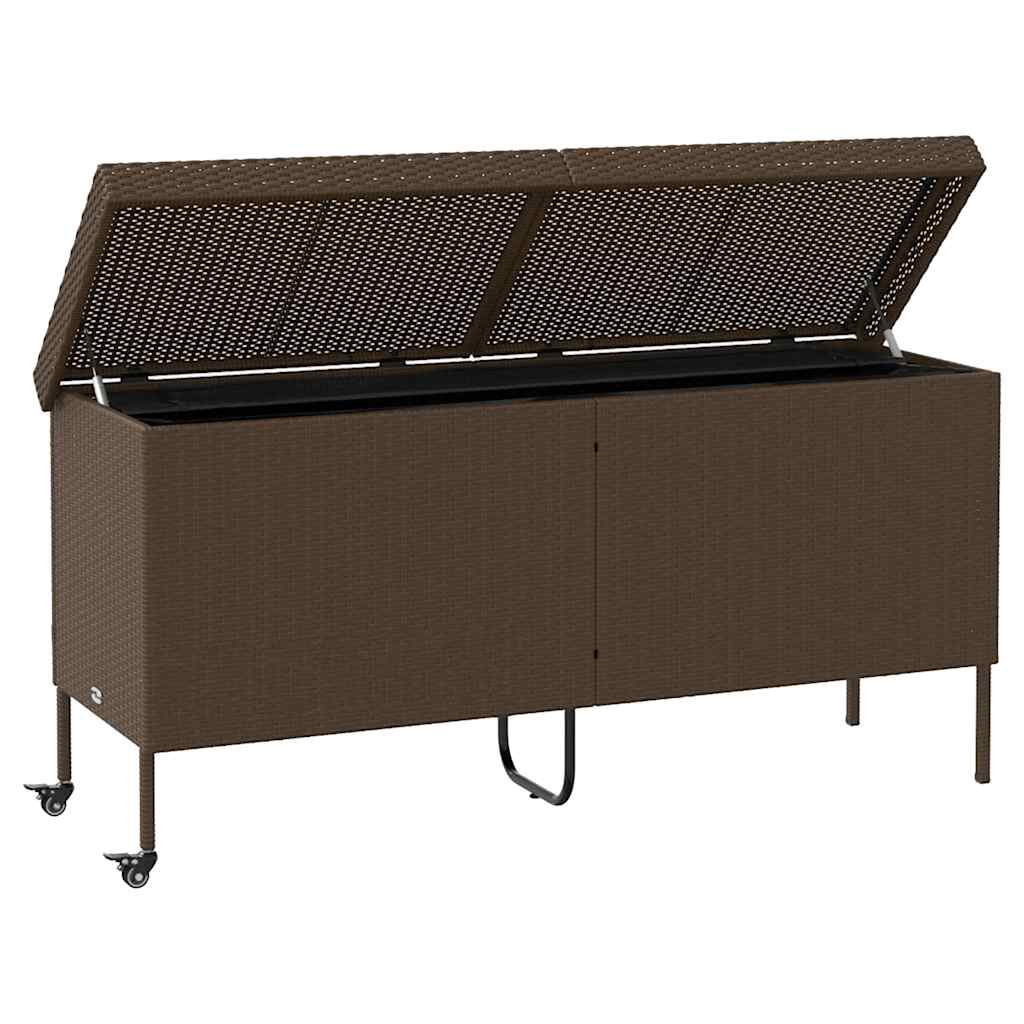 Gartentruhe mit Rollen Schwarz 110x55x73 cm Poly Rattan