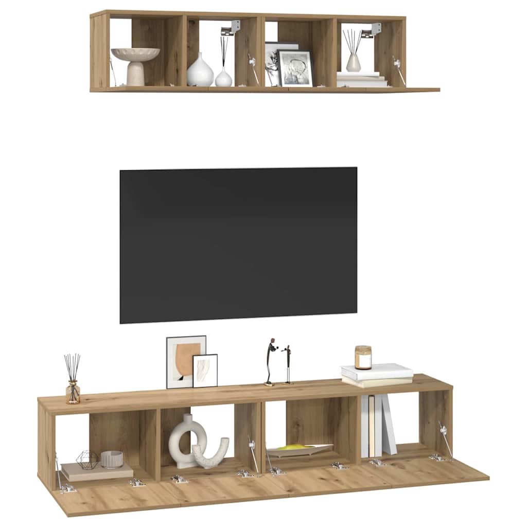 4-tlg. TV-Schrank-Set Weiß Holzwerkstoff