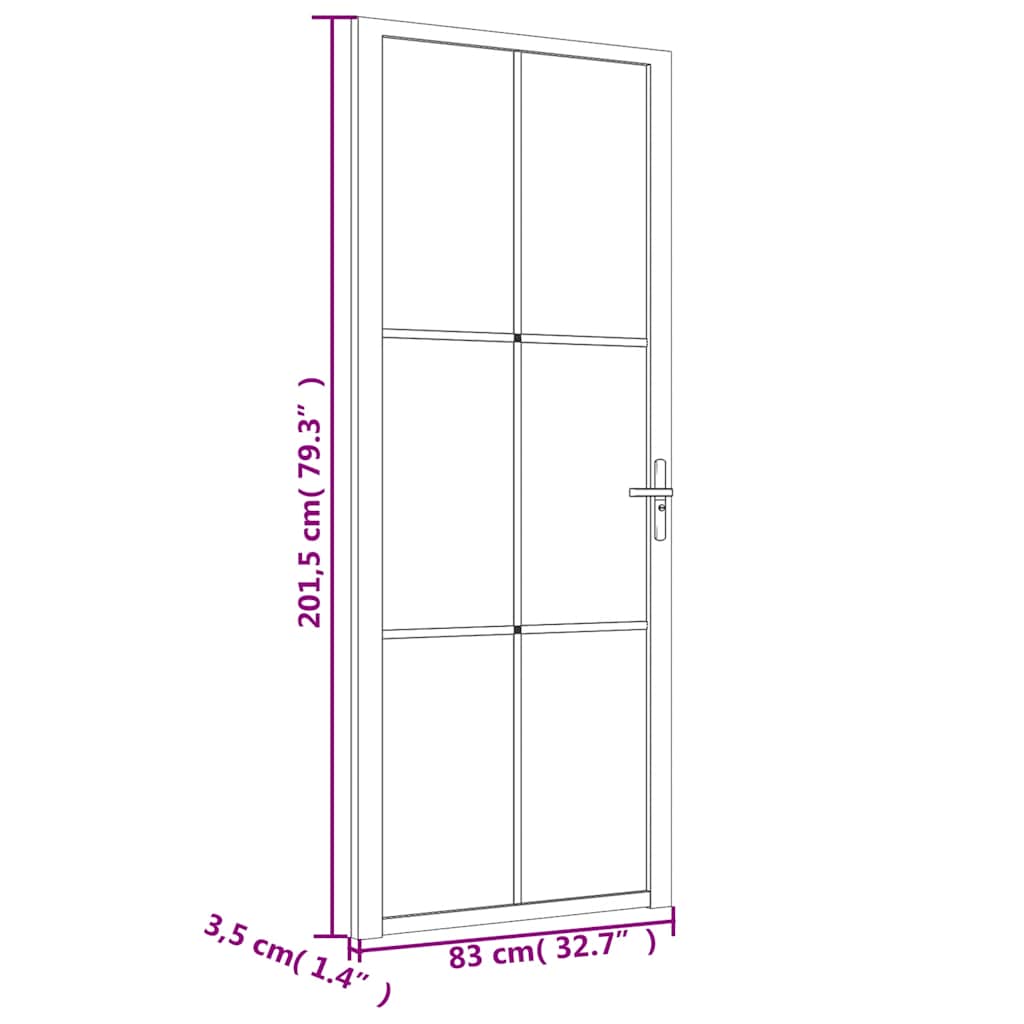 Innentür ESG Glas und Aluminium 76x201,5 cm Schwarz