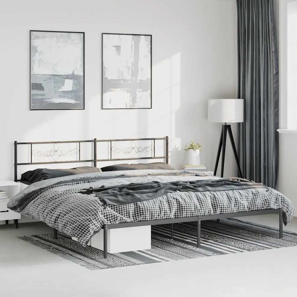 Bettgestell mit Kopfteil Metall Schwarz 100x190 cm