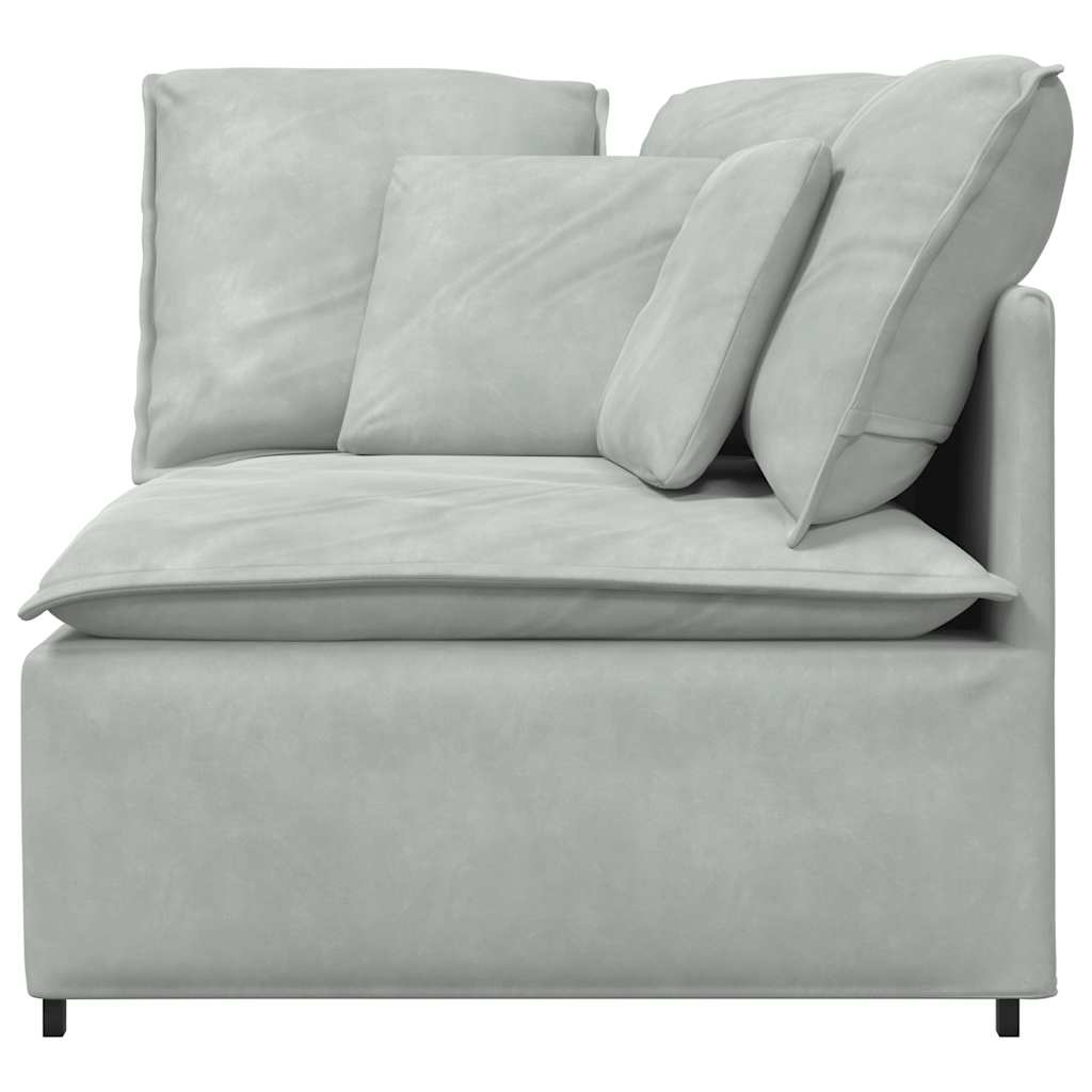 Modulares Sofa Endmodul mit Armlehne Kissen Blau 100 cm