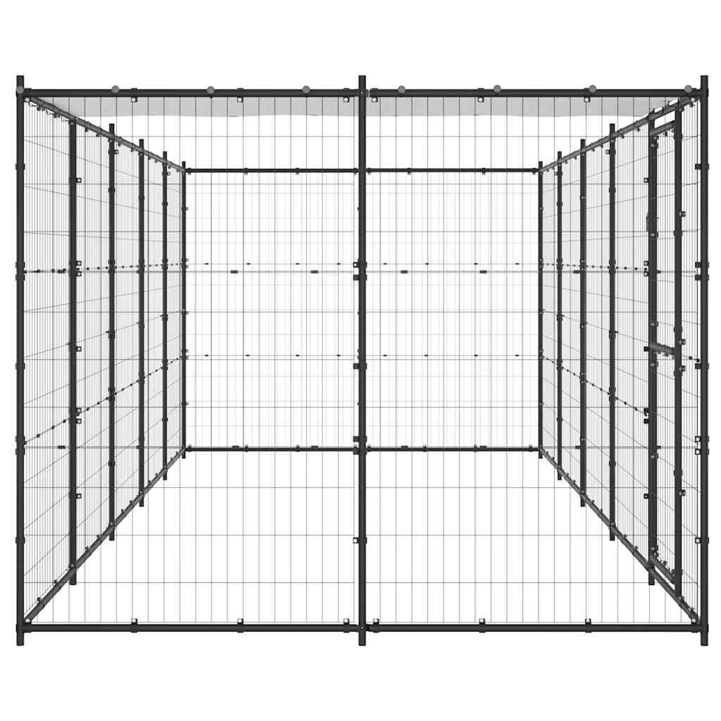 Outdoor-Hundezwinger mit Überdachung Stahl 7,26 m²