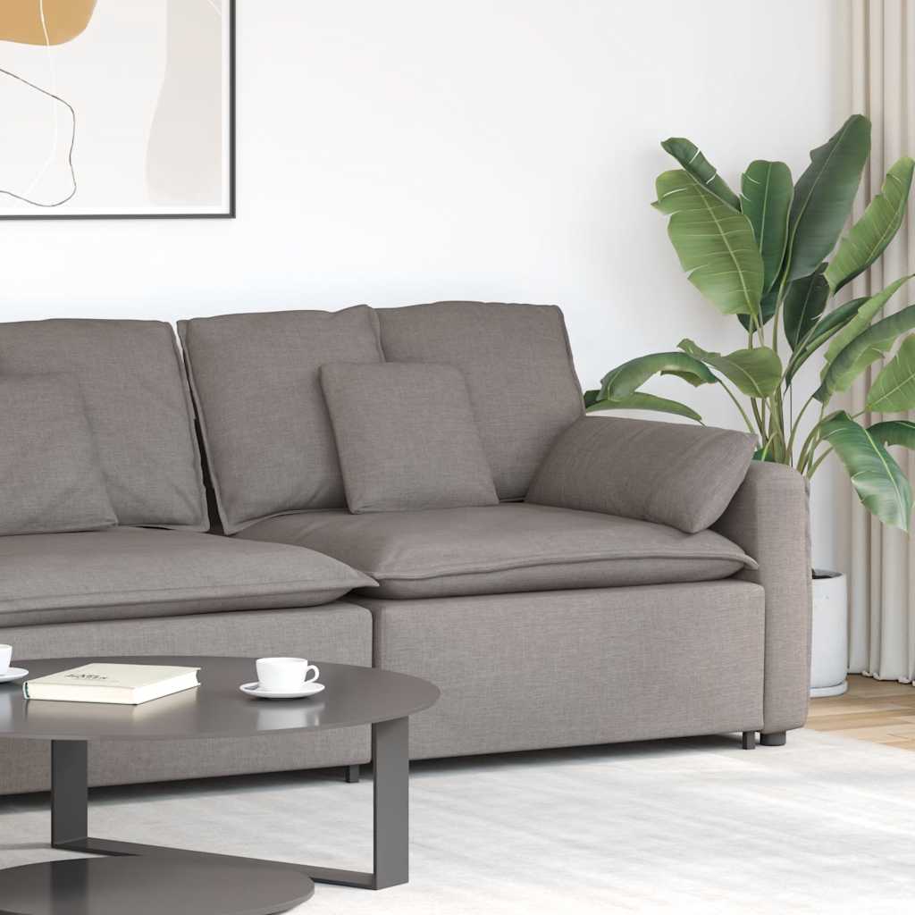 Modulares Sofa Endmodul mit Armlehne Kissen Hellgrau 100 cm