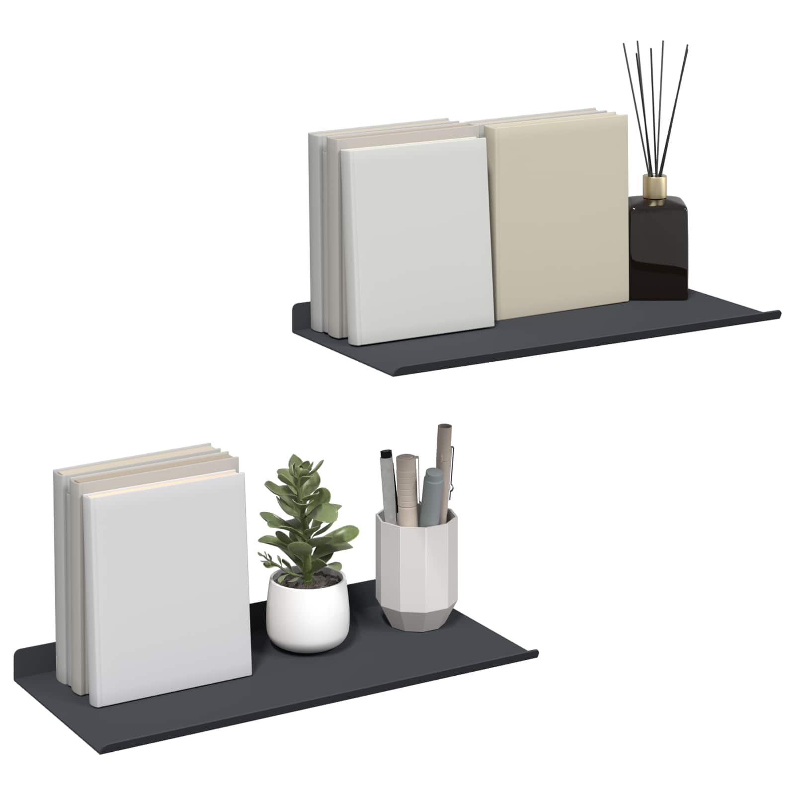 Schwebendes Regal 3 pcs Schwarz 40 x 9 x 2,5 cm Stahl