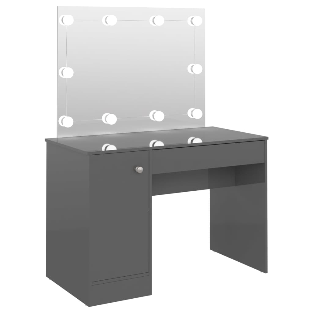 Schminktisch mit LED-Beleuchtung 110x55x145 cm MDF Grau
