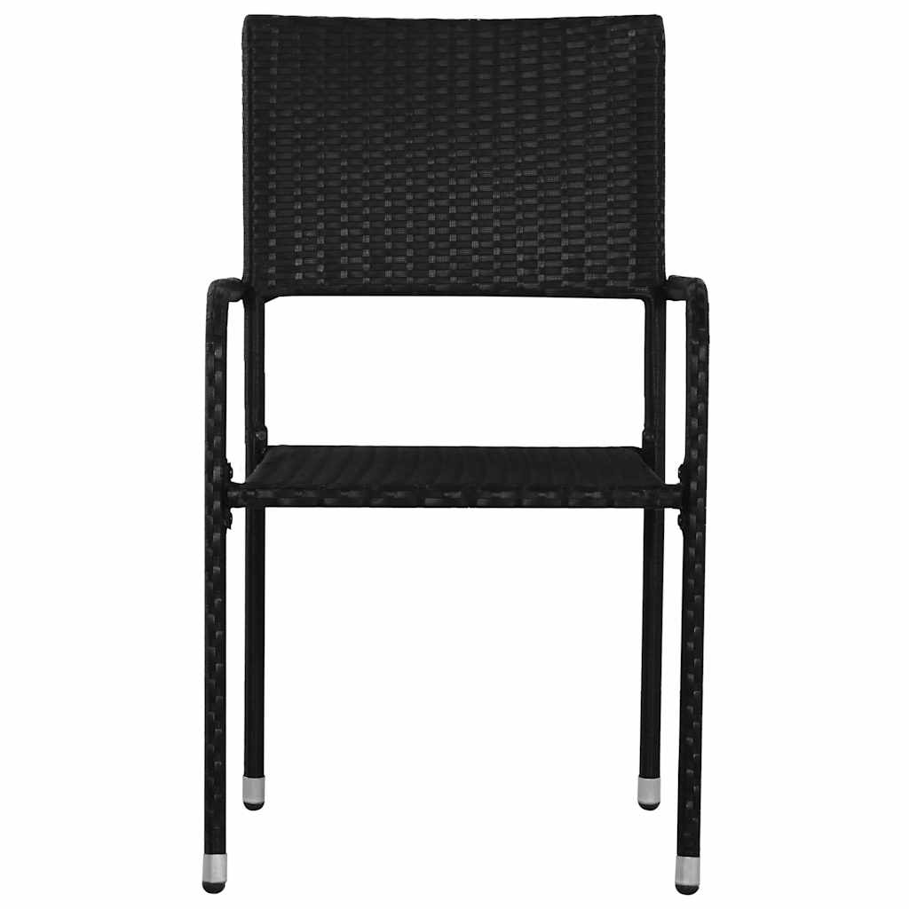 Garten-Essstühle 6 Stk. Stapelbar Schwarz Polyrattan