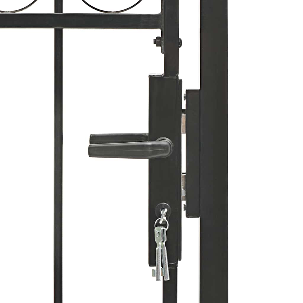 Gartentor ASSEN mit Bogenabschluss Stahl 102 x 125 cm Schwarz