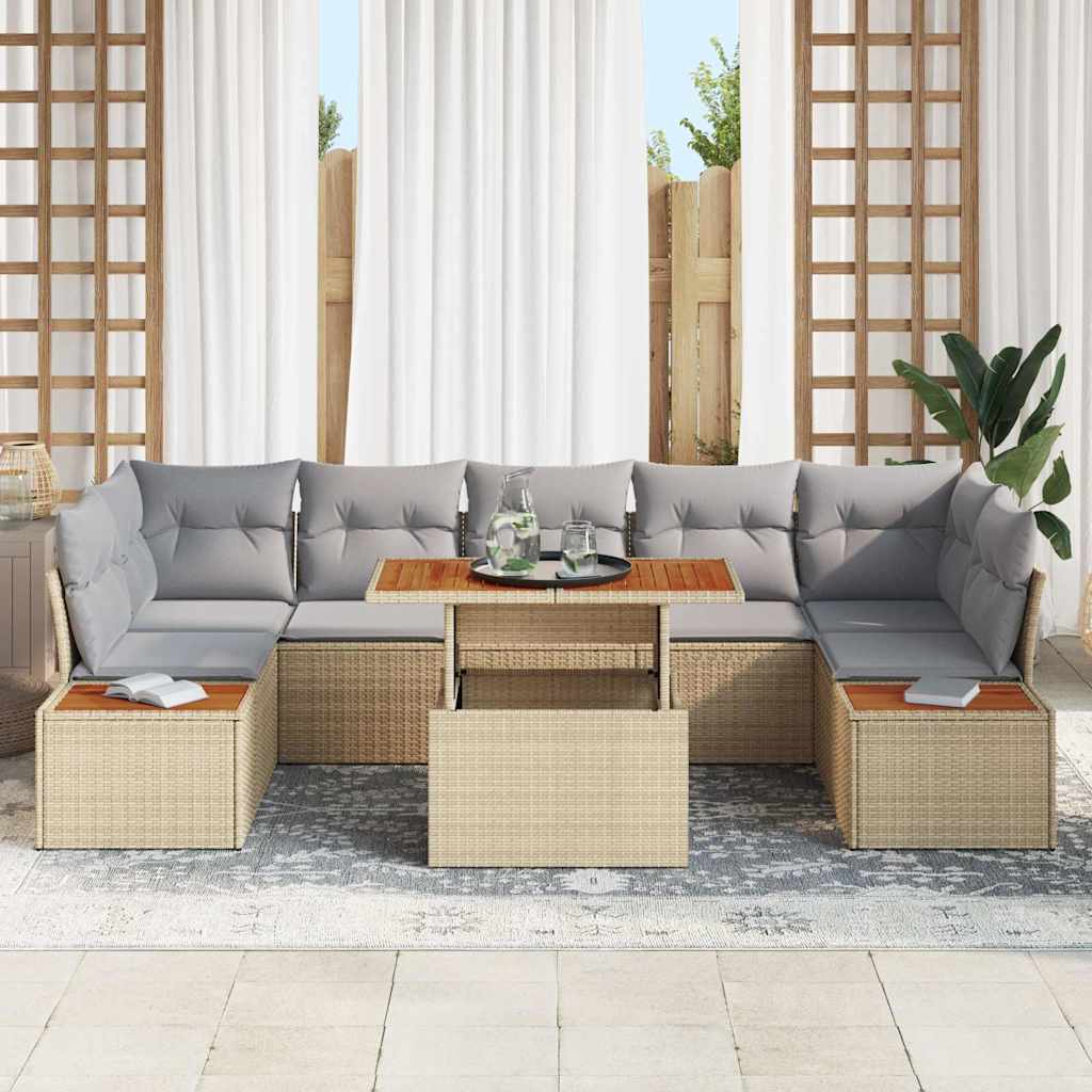 Garten Essgruppe mit Kissen 8 pcs Schwarz und Beige