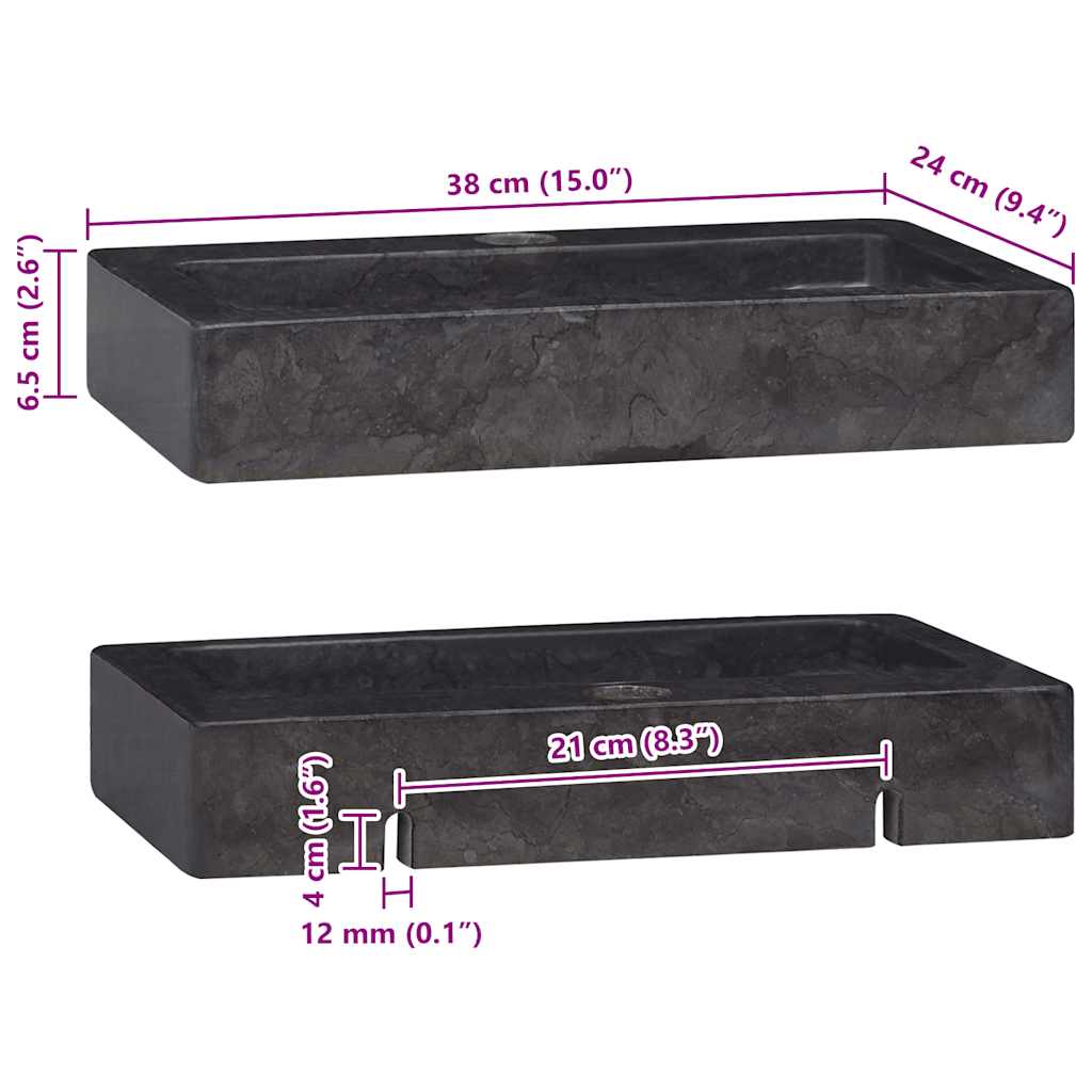 Wandwaschbecken Creme 38x24x6,5 cm Marmor