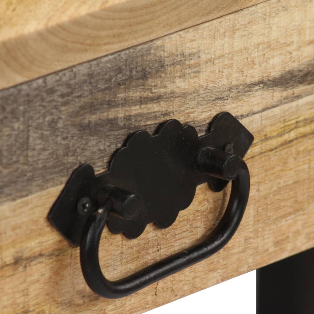 Schreibtisch Massivholz Akazie und Echtleder 117x50x76 cm