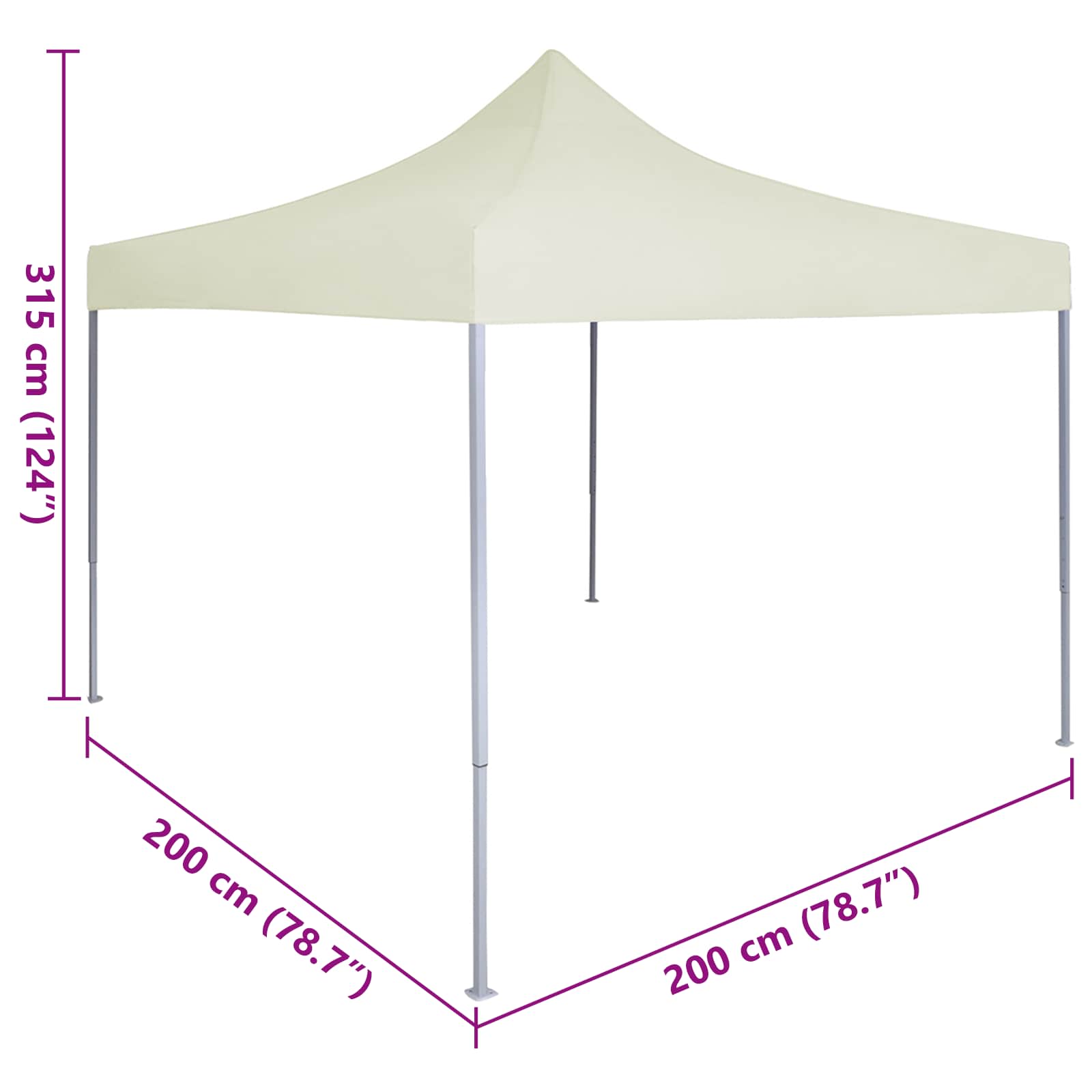 Partyzelt Faltbar Pop-Up Schwarz 200x200x306 cm