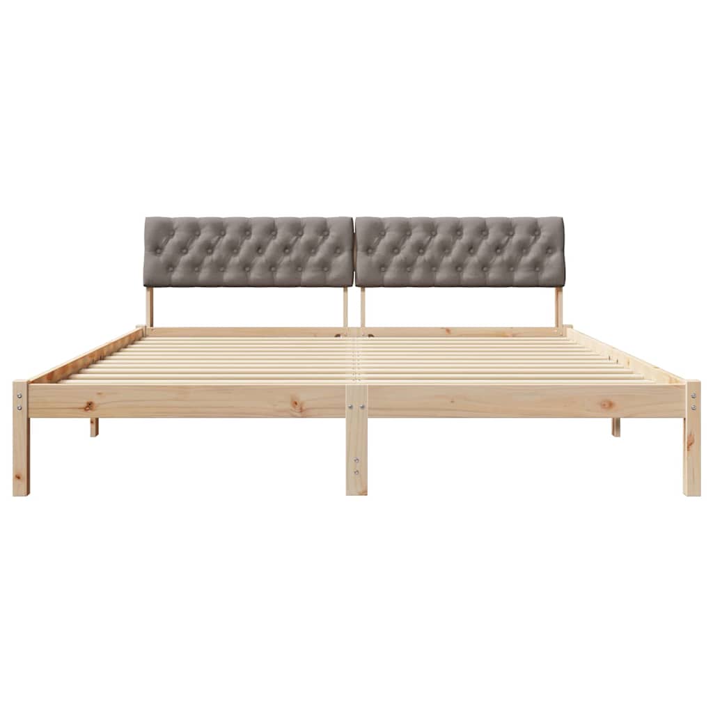 Bettgestell Braun und hellgrau 200 x 200 cm Massivholz Kiefer