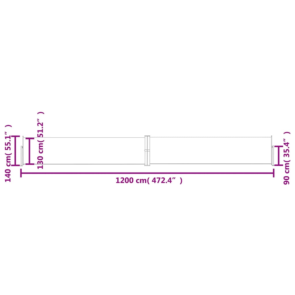 Ausziehbare Seitenmarkise 160×600 cm Braun