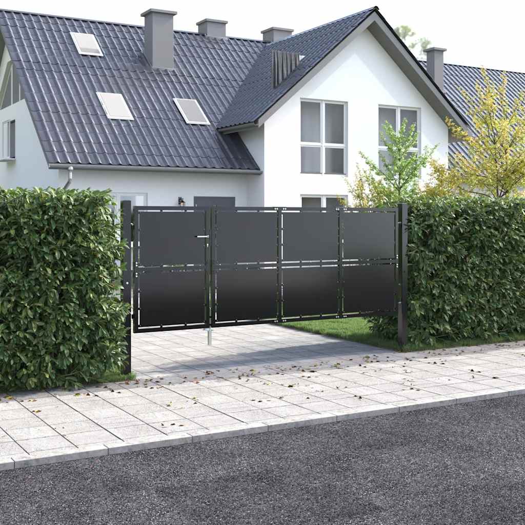 Gartentor aus Stahl 300 x 75 cm Anthrazit