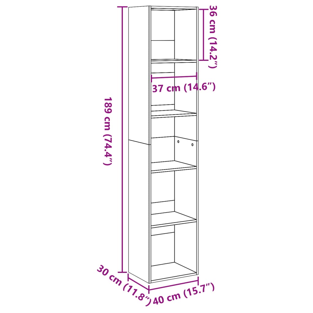 Bücherregal Weiß 80x30x189 cm Holzwerkstoff