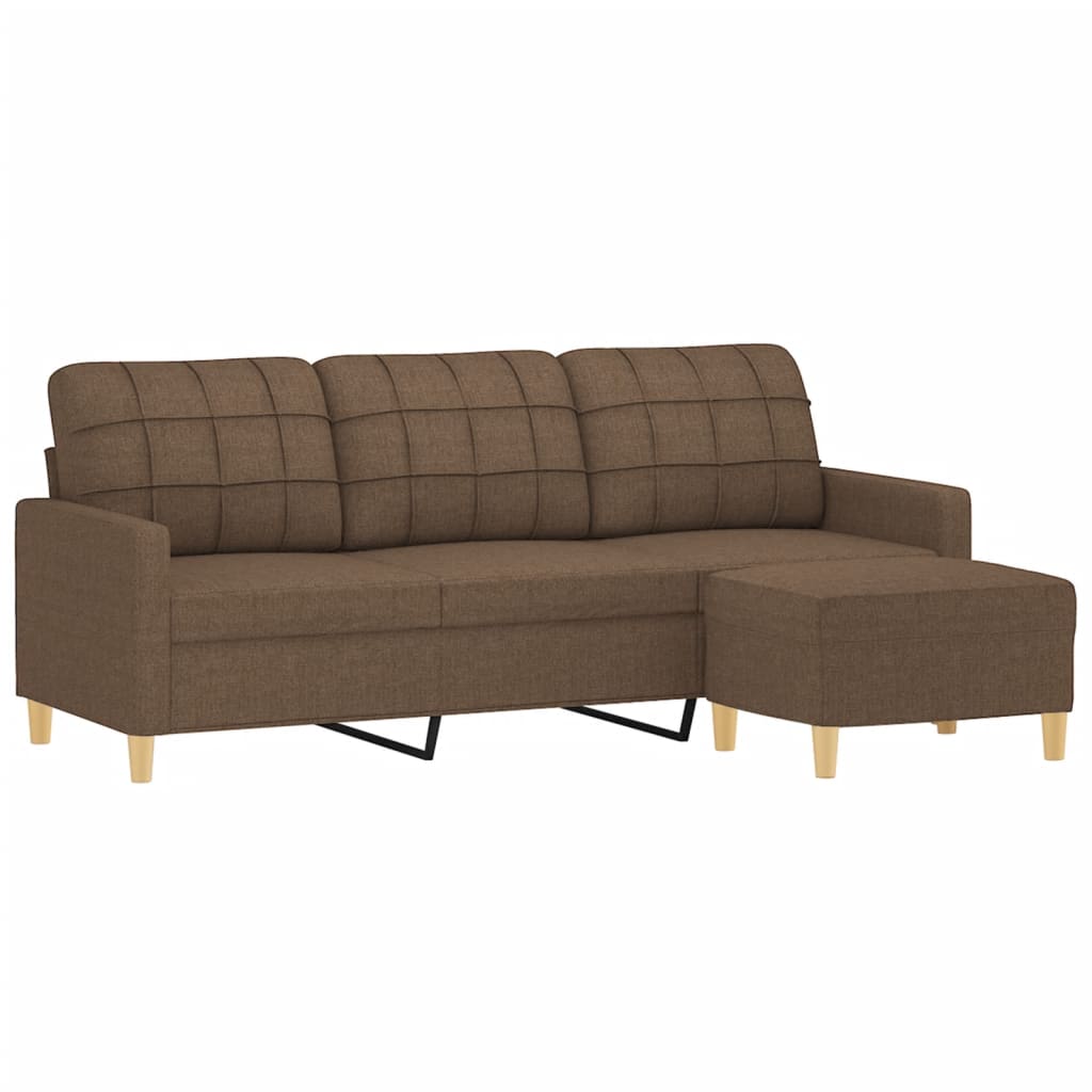 3-Sitzer-Sofa mit Hocker Taupe 180 cm Stoff