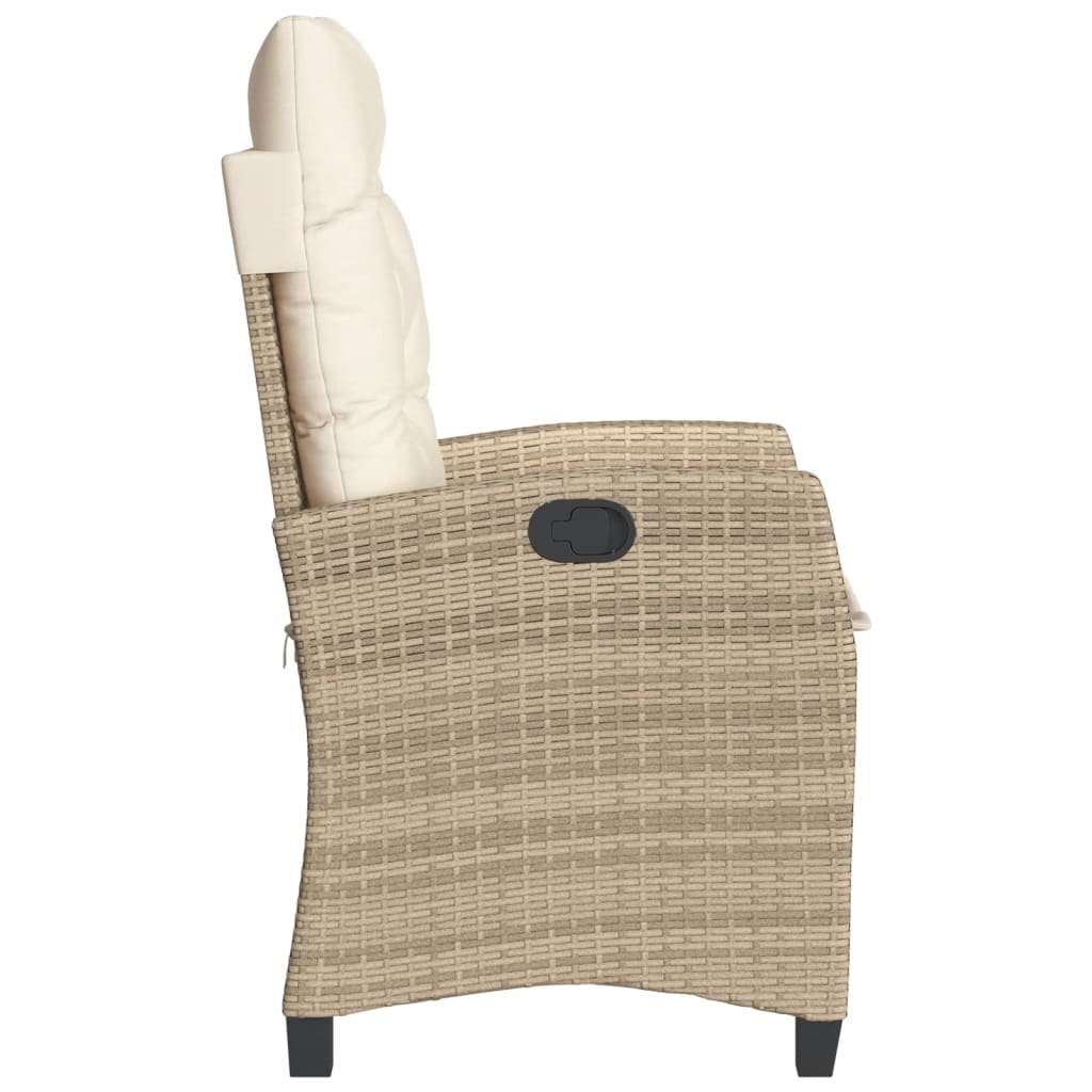 Gartensessel Verstellbar mit Kissen Schwarz Poly Rattan
