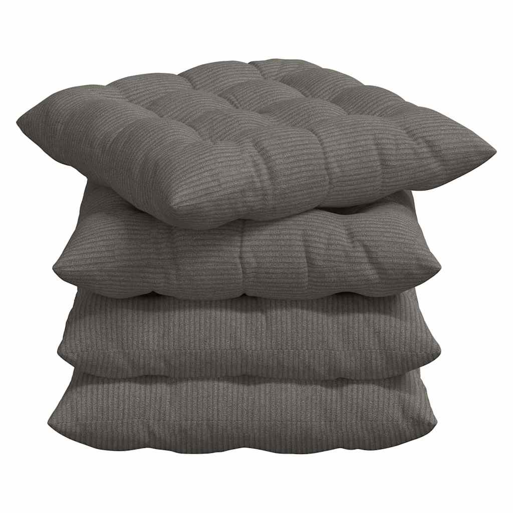 Sitzkissen 4 pcs Hellgrau 40 x 40 x 6 cm Cordstoff