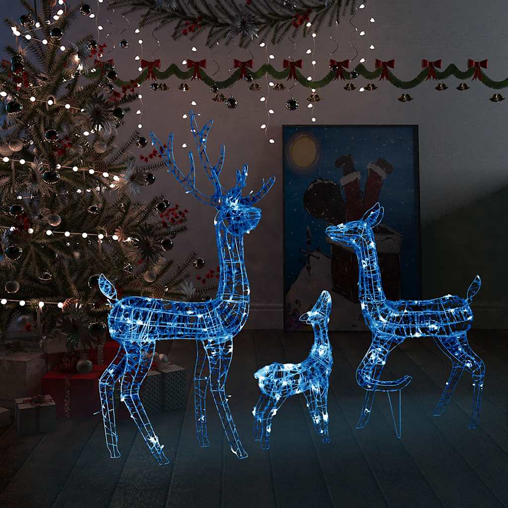 Rentierfamilie Weihnachtsdekoration Weiß und Silber 201 LEDs